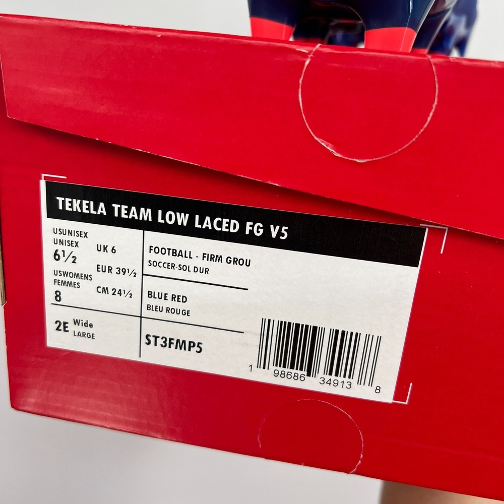 NEW Tekela Team low laced FC v5 soccer cleats blue red uisex 6.5 womens 8 wide - Picture 8 of 11